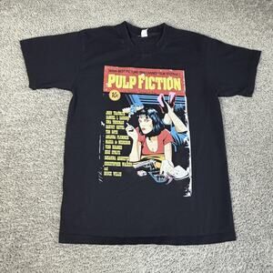 Pulp Fiction Shirt Mens M Black Mia Wallace Graphic Movie Tee Cotton Crew Neck
